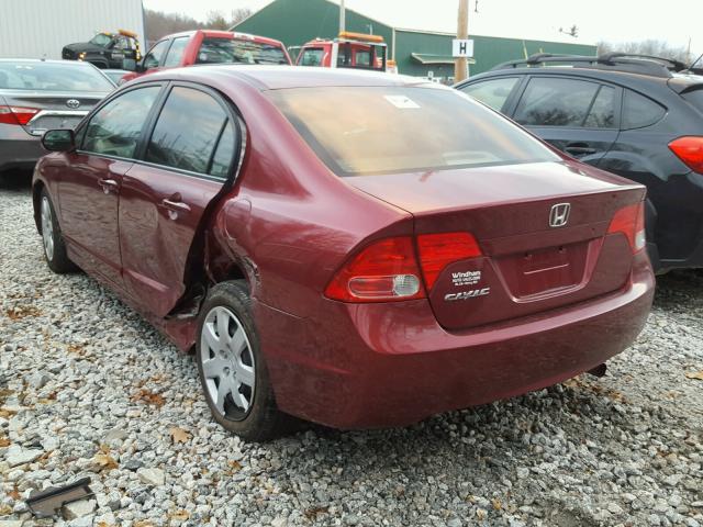 2HGFA16518H530874 - 2008 HONDA CIVIC LX RED photo 3