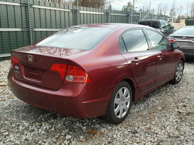 2HGFA16518H530874 - 2008 HONDA CIVIC LX RED photo 4