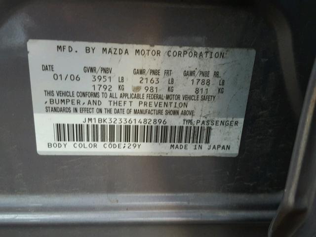 JM1BK323361482896 - 2006 MAZDA 3 S SILVER photo 10