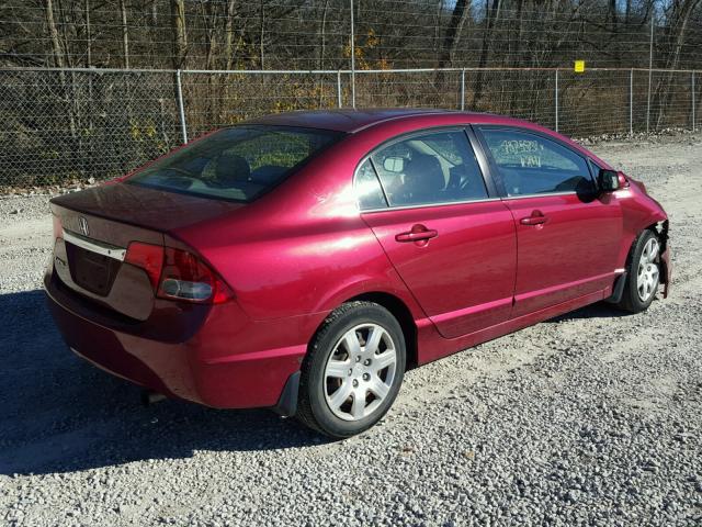 2HGFA16519H344169 - 2009 HONDA CIVIC LX RED photo 4