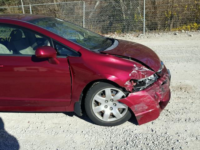 2HGFA16519H344169 - 2009 HONDA CIVIC LX RED photo 9