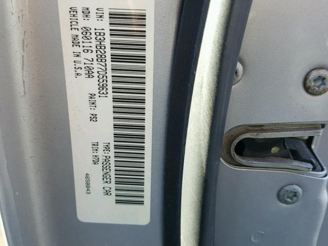 1B3HB28B77D559631 - 2007 DODGE CALIBER SILVER photo 10