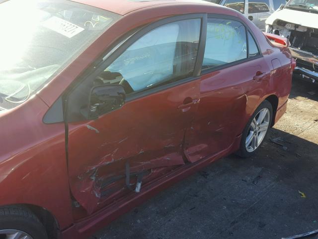 2T1BU4EE2DC938148 - 2013 TOYOTA COROLLA BA RED photo 9