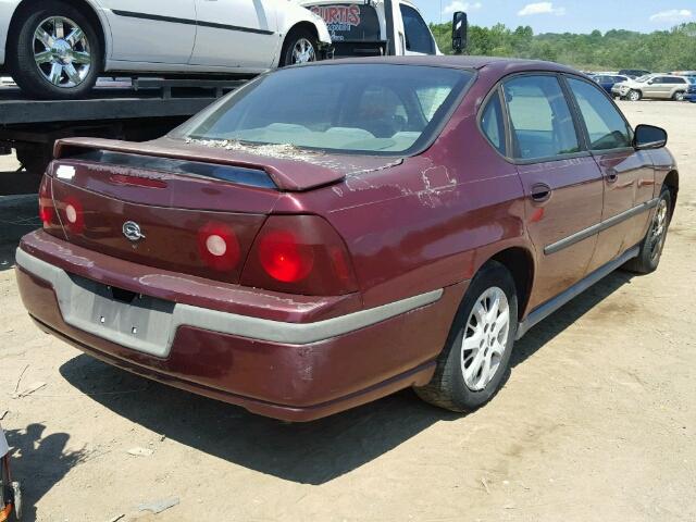 2G1WF55E119289643 - 2001 CHEVROLET IMPALA BURGUNDY photo 4