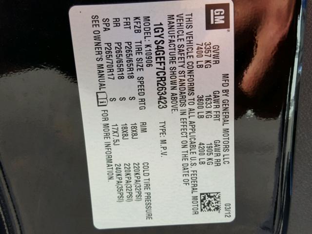 1GYS4GEF7CR263423 - 2012 CADILLAC ESCALADE E BLACK photo 10