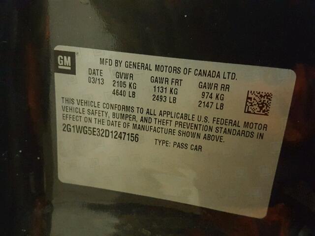 2G1WG5E32D1247156 - 2013 CHEVROLET IMPALA LT Чорний фото 10