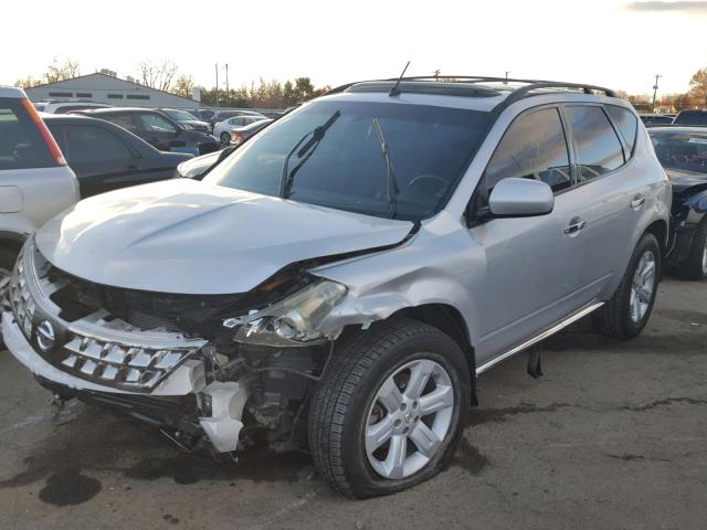 JN8AZ08W67W622374 - 2007 NISSAN MURANO SL SILVER photo 2