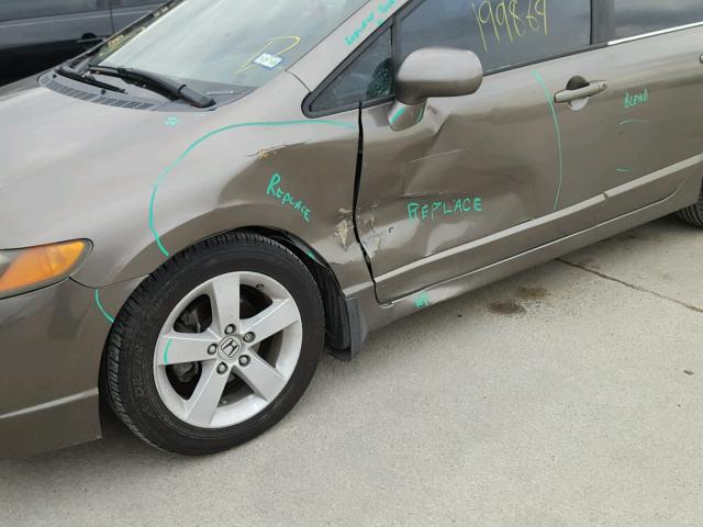 1HGFA16886L016224 - 2006 HONDA CIVIC EX GRAY photo 9