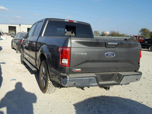 1FTEW1CP1FKF03584 - 2015 FORD F150 SUPER GRAY photo 3