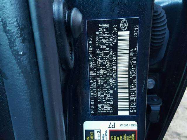 4T1BF1FK7GU172630 - 2016 TOYOTA CAMRY LE ლურჯი ფოტო 10