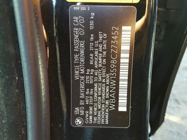 WBANW13598CZ73452 - 2008 BMW 535 I BLACK photo 10