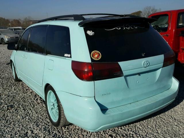 5TDZA22C65S290532 - 2005 TOYOTA SIENNA XLE BLUE photo 3