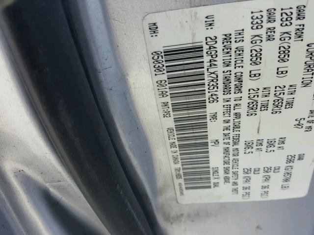 2D4GP44LX7R351426 - 2007 DODGE GRAND CARA SILVER photo 10