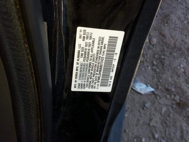 5FNRL5H96BB072422 - 2011 HONDA ODYSSEY TO BLACK photo 10