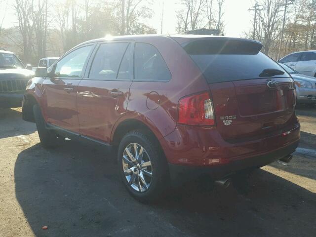 2FMDK3JC7DBE22949 - 2013 FORD EDGE SEL RED photo 3