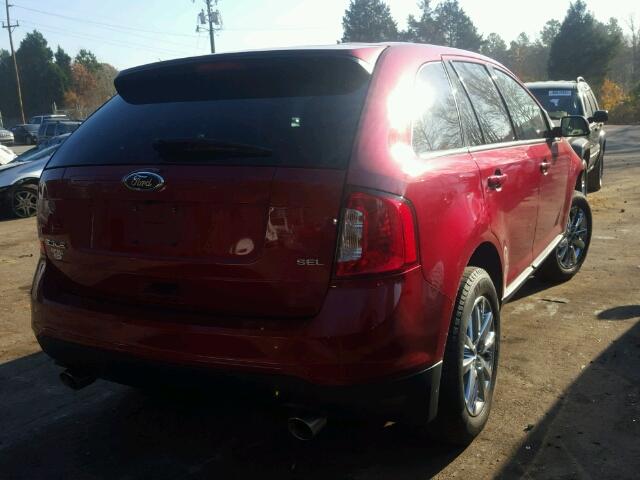 2FMDK3JC7DBE22949 - 2013 FORD EDGE SEL RED photo 4