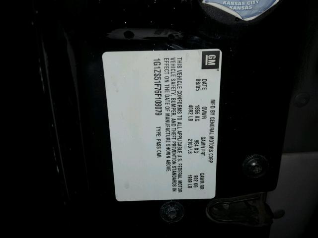 1G1ZS51F76F108079 - 2006 CHEVROLET MALIBU LS შავი ფოტო 10