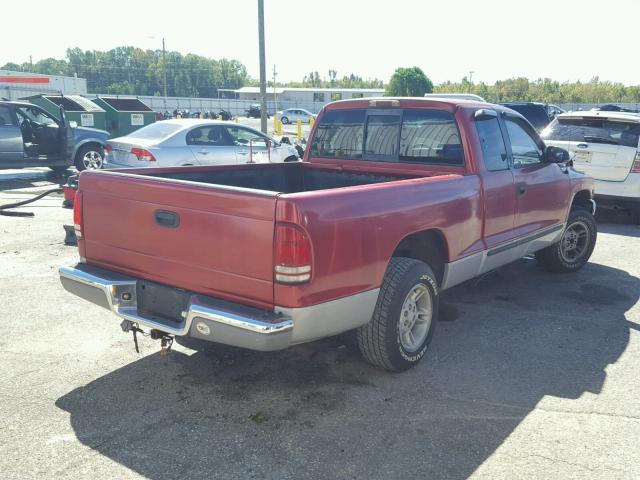 1B7GL22X1WS606898 - 1998 DODGE DAKOTA RED photo 4