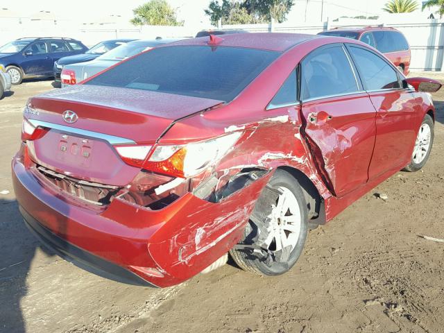 5NPEB4AC0EH841424 - 2014 HYUNDAI SONATA GLS RED photo 4