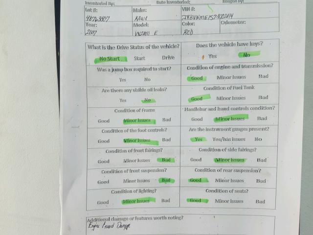 JKBVNME157A002014 - 2007 KAWASAKI VN2000 E 红色 照片 20