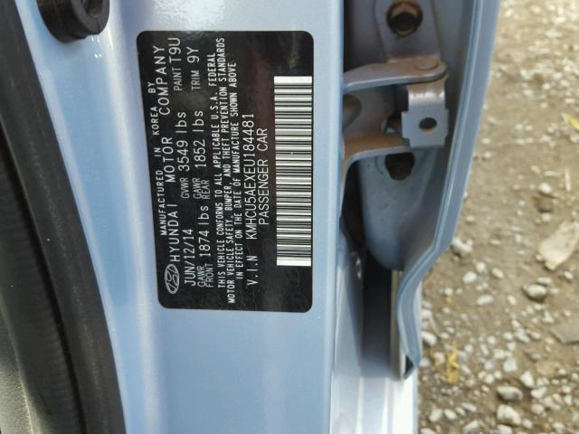 KMHCU5AEXEU184481 - 2014 HYUNDAI ACCENT GLS BLUE photo 10