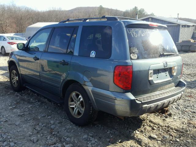 2HKYF18415H507689 - 2005 HONDA PILOT EX TEAL photo 3