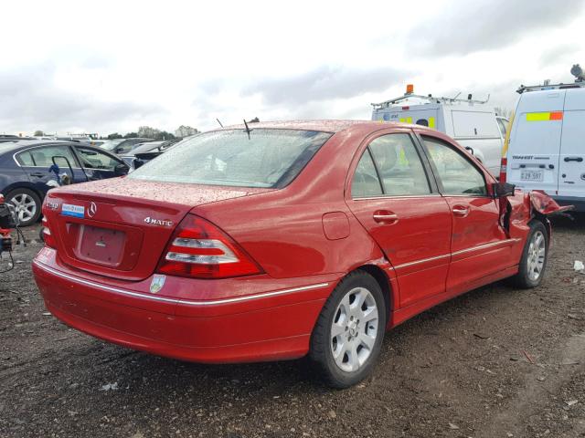 WDBRF81J95F603267 - 2005 MERCEDES-BENZ C 240 4MAT RED photo 4