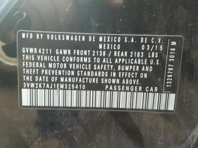 3VW2K7AJ1FM325410 - 2015 VOLKSWAGEN JETTA BASE ლურჯი ფოტო 10