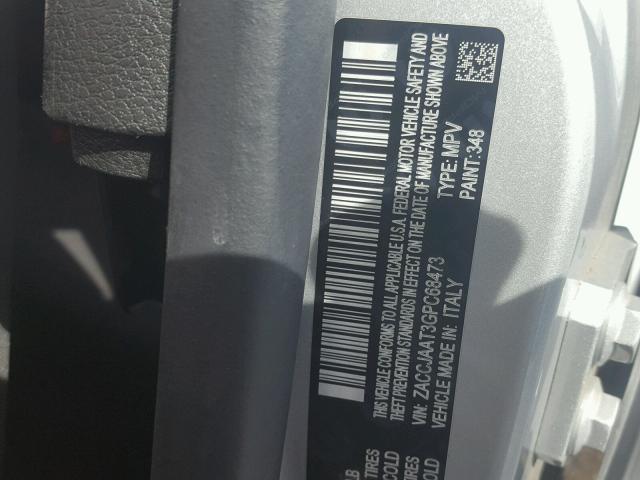 ZACCJAAT3GPC68473 - 2016 JEEP RENEGADE S 银色 照片 10