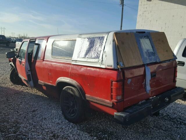 1B7GL23X2PS164049 - 1993 DODGE DAKOTA RED photo 3