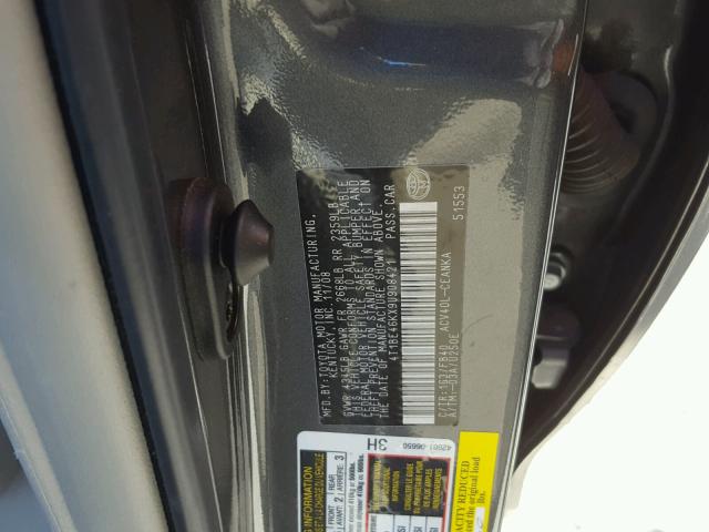 4T1BE46KX9U908421 - 2009 TOYOTA CAMRY BASE GRAY photo 10