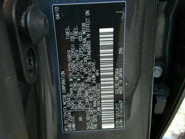 JTJBK1BA7A2428732 - 2010 LEXUS RX 350 BLACK photo 10