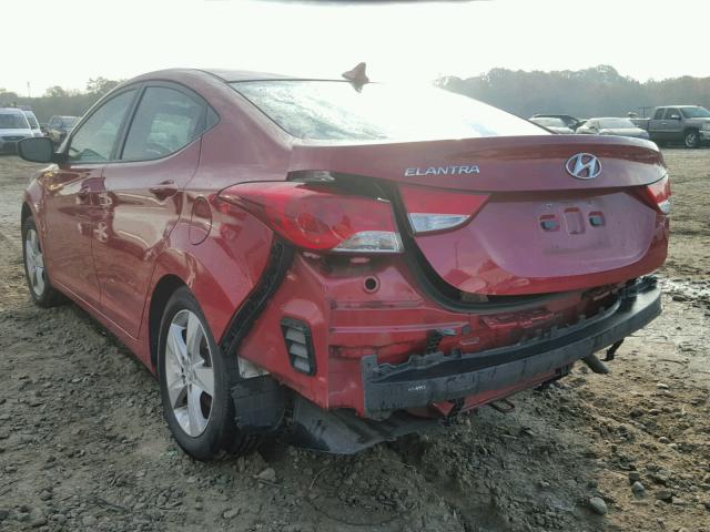 KMHDH4AE8DU980650 - 2013 HYUNDAI ELANTRA GL RED photo 3