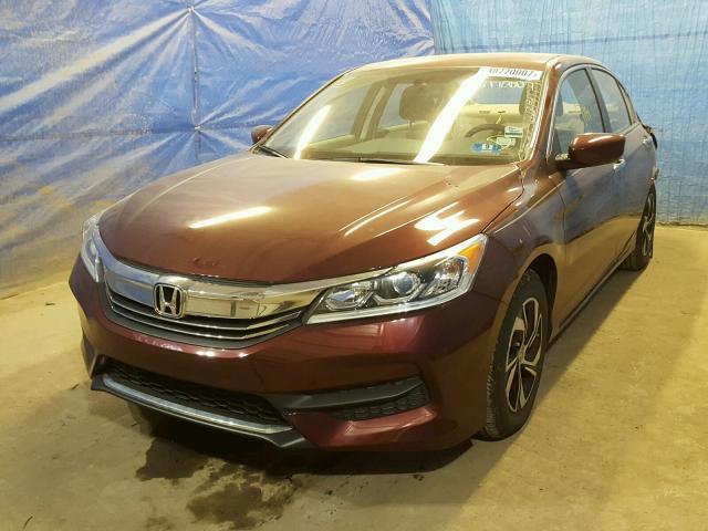 1HGCR2F36GA003216 - 2016 HONDA ACCORD LX MAROON photo 2