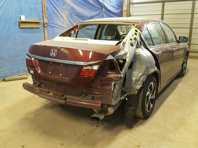 1HGCR2F36GA003216 - 2016 HONDA ACCORD LX MAROON photo 4