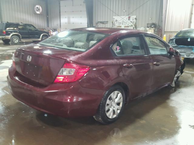 19XFB2F55CE377275 - 2012 HONDA CIVIC LX MAROON photo 4