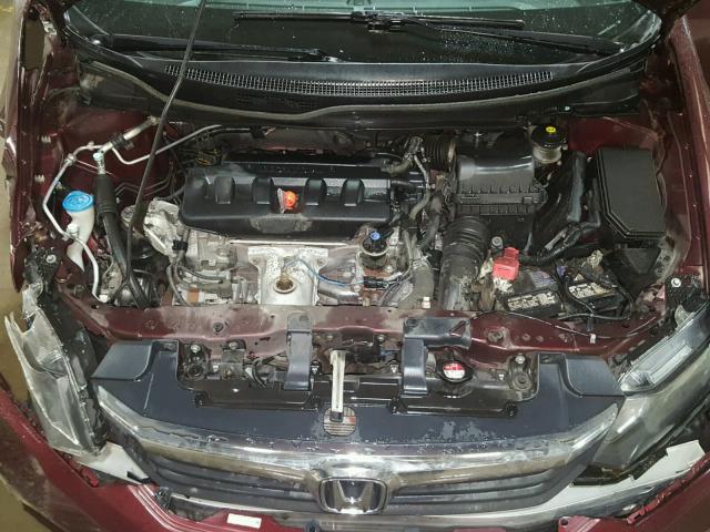 19XFB2F55CE377275 - 2012 HONDA CIVIC LX MAROON photo 7