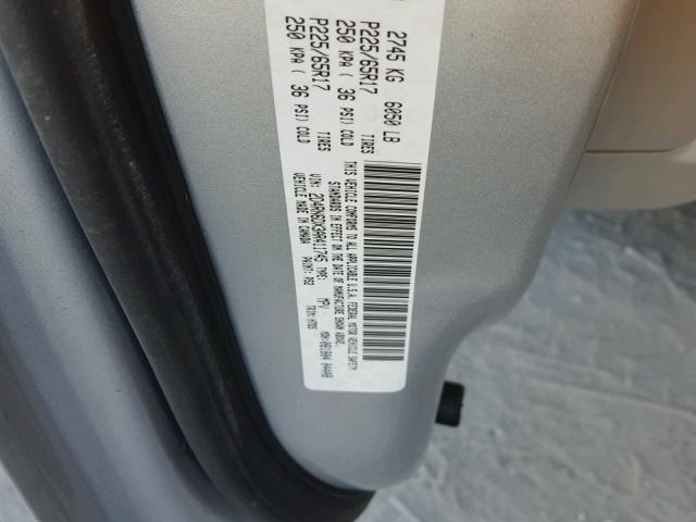 2D4RN6DX3AR411745 - 2010 DODGE GRAND CARA SILVER photo 10