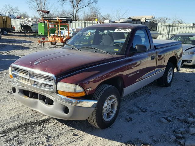 1B7FL26X8YS718977 - 2000 DODGE DAKOTA MAROON photo 2