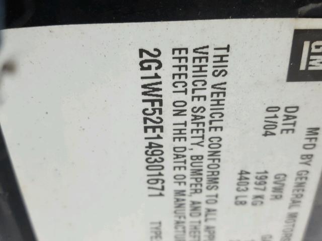 2G1WF52E149301671 - 2004 CHEVROLET IMPALA 黑色 照片 10