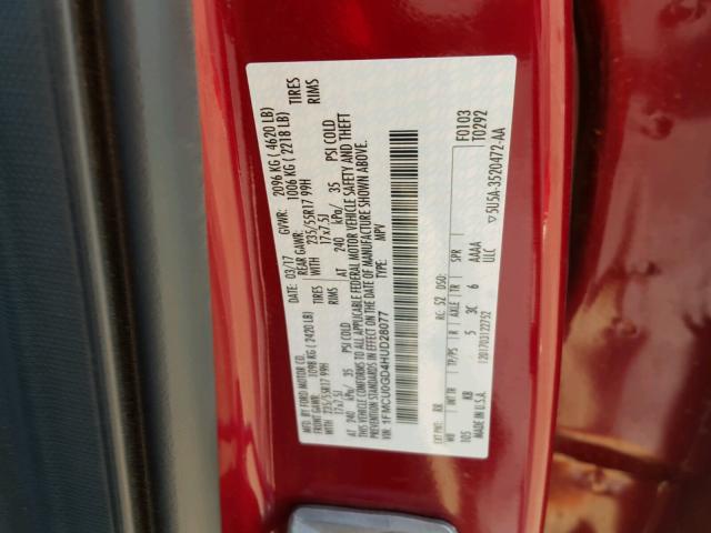 1FMCU0GD4HUD28077 - 2017 FORD ESCAPE SE 红色 照片 10