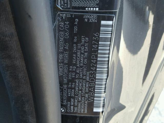 WBABD53424PL14736 - 2004 BMW 330 CI BLACK photo 10