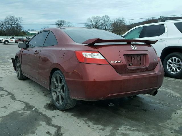 2HGFG21506H707102 - 2006 HONDA CIVIC SI MAROON photo 3