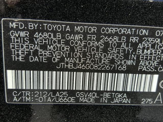 JTHBJ46G082267168 - 2008 LEXUS ES 350 BLACK photo 10