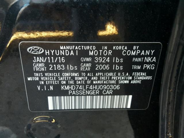 KMHD74LF4HU090306 - 2017 HYUNDAI ELANTRA SE BLACK photo 10