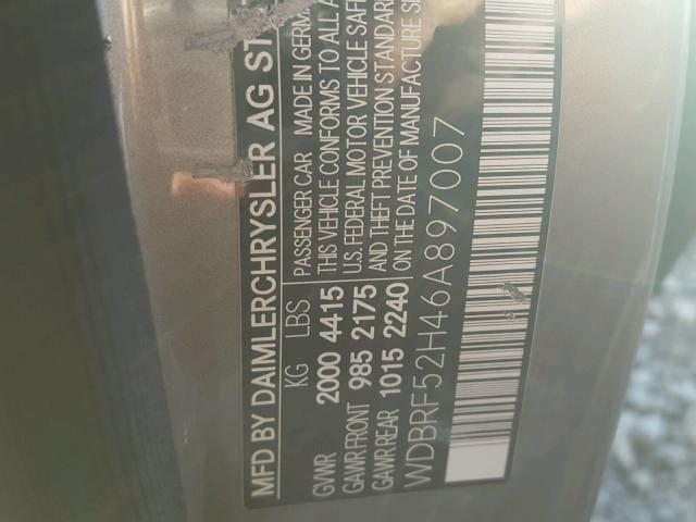 WDBRF52H46A897007 - 2006 MERCEDES-BENZ C GENERATI GOLD photo 10