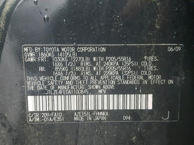 JTLZE4FE0A1100845 - 2010 TOYOTA SCION XB Qara foto 10