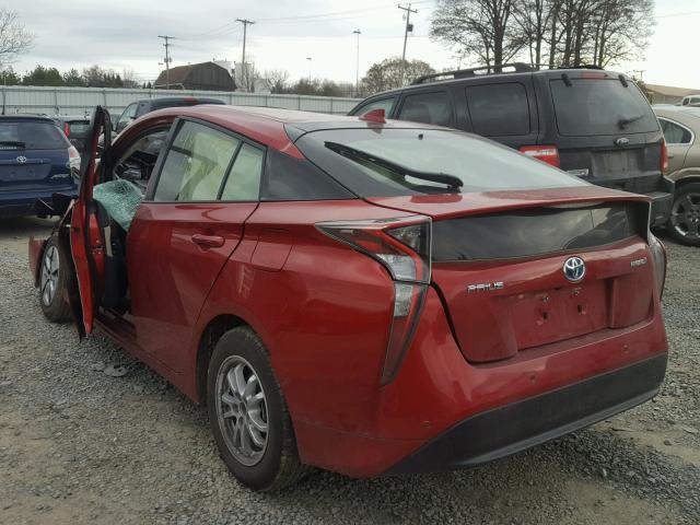 JTDKARFU3H3539016 - 2017 TOYOTA PRIUS RED photo 3