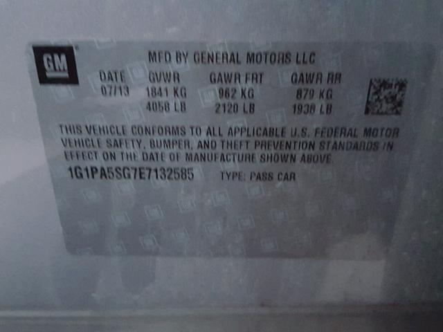 1G1PA5SG7E7132585 - 2014 CHEVROLET CRUZE LS SILVER photo 10