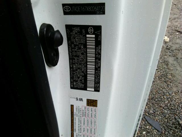 JTKDE167X80264120 - 2008 TOYOTA SCION TC 白色 照片 10